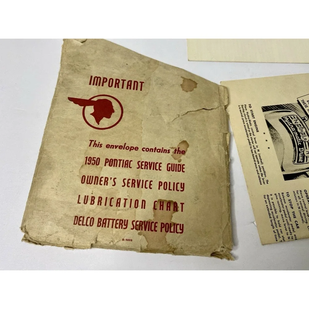 1950 Pontiac Automobile Owner's Instructions Book Manual Service‎ Policy + Extra